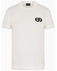 Emporio Armani - T-shirt In Jersey Misto Lyocell Con Ricamo Logo Ea A Rilievo Asv - Lyst