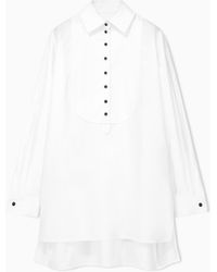 Emporio Armani - Oversized Levantine Cotton Shirt With Bib Front - Lyst
