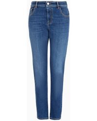 Emporio Armani - J36 Mid-rise, Straight-leg, Worn-effect Denim Jeans - Lyst