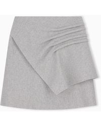 Emporio Armani - Double Wool Seersucker Skirt With An Invisible Side Zipper - Lyst