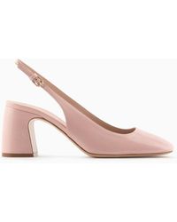 Emporio Armani - Patent Leather Slingback Court Shoes - Lyst