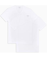 Emporio Armani - 2er-pack Underwear T-shirt In Regular Fit Aus Reiner Baumwolle Mit V-ausschnitt - Lyst