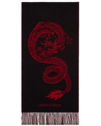Emporio Armani - Virgin-wool Scarf With Jacquard Dragon - Lyst