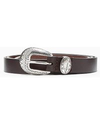 Emporio Armani - Leather Belt With Embossed Buckle - Lyst