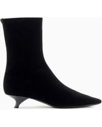 Emporio Armani - Velvet Ankle Boots With A Kitten Heel - Lyst