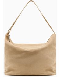 Emporio Armani - Icon Suede Oversized Hobo Shoulder Bag - Lyst
