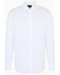Emporio Armani - Camisa De Corte Moderno Con Cuello Rígido De Algodón Elástico De Fácil Planchado - Lyst