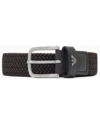 Emporio Armani - Braided Tongue Belt With A Metal Buckle And Leather Details - Lyst