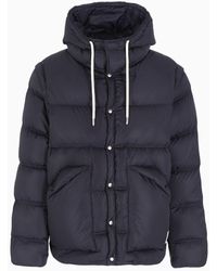 Emporio Armani - Armani Sustainability Values Capsule Satin Quilted Down Jacket With Hood And Recycled Down - Lyst