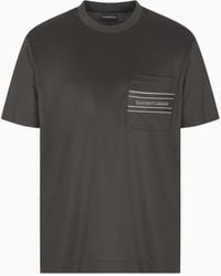 Emporio Armani - Camiseta De Punto En Mezcla De Lyocell Con Logotipo Efecto Tridimensional - Lyst