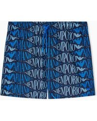Emporio Armani - Swim Shorts With All-Over Logo - Lyst