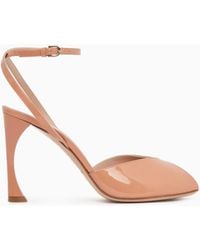 Emporio Armani - Patent Leather Open-Toe Heeled Sandals - Lyst