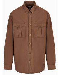 Emporio Armani - Sustainability Values Capsule Collection Garment-dyed Organic Poplin Shirt With Pockets - Lyst