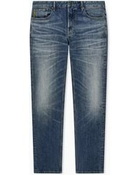 Emporio Armani - Straight-Leg Denim Jeans With Faded Wash And Whiskering - Lyst