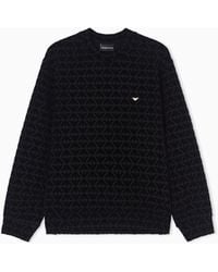 Emporio Armani - Lunar New Year Double-Jersey Sweatshirt With All-Over Flocked Eagles - Lyst