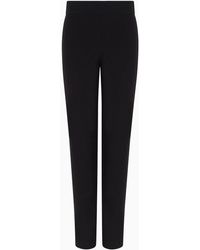 Emporio Armani - Slim Fit Trousers In Milano Knit Fabric With Satin Band - Lyst