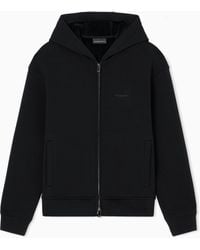 Emporio Armani - Asv Lyocell-Blend Bonded Jersey Zip-Up Sweatshirt With Hood - Lyst