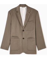 Emporio Armani - Blazer De Abotonadura Sencilla En Sarga De Lana Virgen - Lyst
