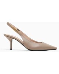 Emporio Armani - Nappa-Leather Slingback Court Shoes With Eagle Plate - Lyst