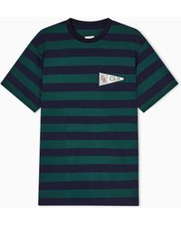 Emporio Armani - Eagle Club Striped Jersey T-Shirt With Patch - Lyst