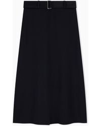 Emporio Armani - Unlined Stretch Viscose Skirt With A Belt And Metal Buckle - Lyst