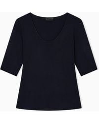 Emporio Armani - Maglia Scollo V Con Maniche 3/4 - Lyst