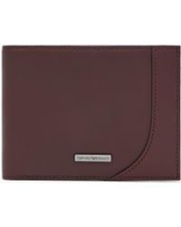 Emporio Armani - Leather Bifold Wallet With A Metal Logo And A Coin Pocket - Lyst