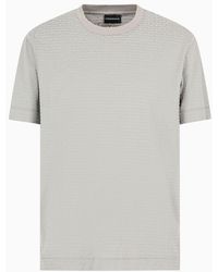 Emporio Armani - T-shirt Asv En Jersey Mélange Lyocell Avec Inscription Logo Floquée All Over - Lyst