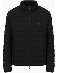 Emporio Armani - Quilted Nylon Full-zip Down Jacket With Eagle Logo Patch - Lyst