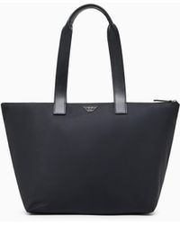 Emporio Armani - Nylon Handbag With Leather Handles And A Matching Pouch - Lyst