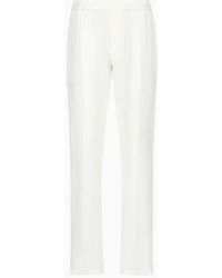 Emporio Armani - Crêpe-effect Faded Linen Trousers With Ribbing - Lyst