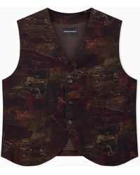 Emporio Armani - Cupro Twill Waistcoat With All-Over Print - Lyst