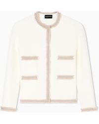 Emporio Armani - Chaqueta De Tejido Ottoman Con Bordes Con Flecos - Lyst