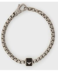 Emporio Armani Black Marble Chain Bracelet - Metallic