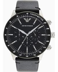 Emporio Armani - Chronograph Leather Watch - Lyst
