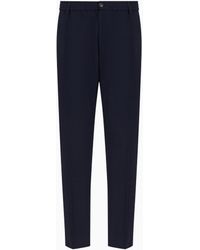 Emporio Armani - Pleated Technical Seersucker Fabric Trousers - Lyst