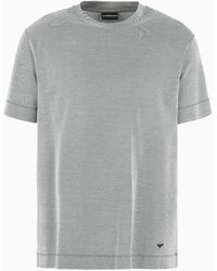 Emporio Armani - T-shirt En Jersey À Rayures Lyocell Mélangé Asv - Lyst