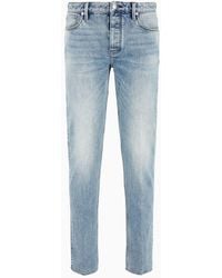 Emporio Armani - J75 Slim-fit, Stone-washed Denim Jeans With Whisker Lines - Lyst