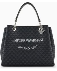 Emporio Armani - Borsa A Mano Eagle All Over E Stampa Logo Milano 1981 - Lyst