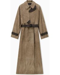 Emporio Armani - Goat Suede Trench Coat Signature Capsule - Lyst