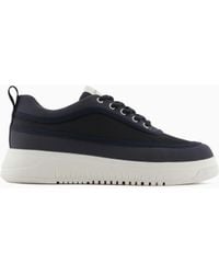 Emporio Armani - Sneaker Aus Mesh Und Gabardine Mit Profilierter Sohle - Lyst