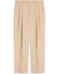 Emporio Armani - Cupro-Effect Fabric Trousers With Pleats - Lyst