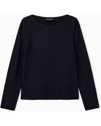 Emporio Armani - Long-Sleeved Jersey Jumper With A Jacquard Relief Pattern - Lyst
