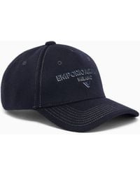 Emporio Armani - Gorra De Béisbol En Lana Virgen Con Logotipo Bordado - Lyst