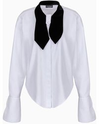 Emporio Armani - Cotton Drill Shirt With Velvet Foulard Collar - Lyst