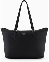 Emporio Armani - Asv Recycled Nylon Shopper Bag With Eagle Plaque - Lyst