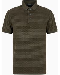 Emporio Armani - Asv Lyocell-Blend Jersey Polo Shirt With Flocked Lettering All Over - Lyst