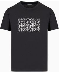 Emporio Armani - Beachwear-t-shirt Aus Jersey Mit Makro-logo-print - Lyst