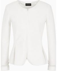 Emporio Armani - Ottoman Jersey, Single-breasted Jacket With Godet Pleats - Lyst