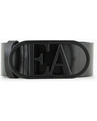 Emporio Armani - Leather Waist Belt With Ea Buckle - Lyst